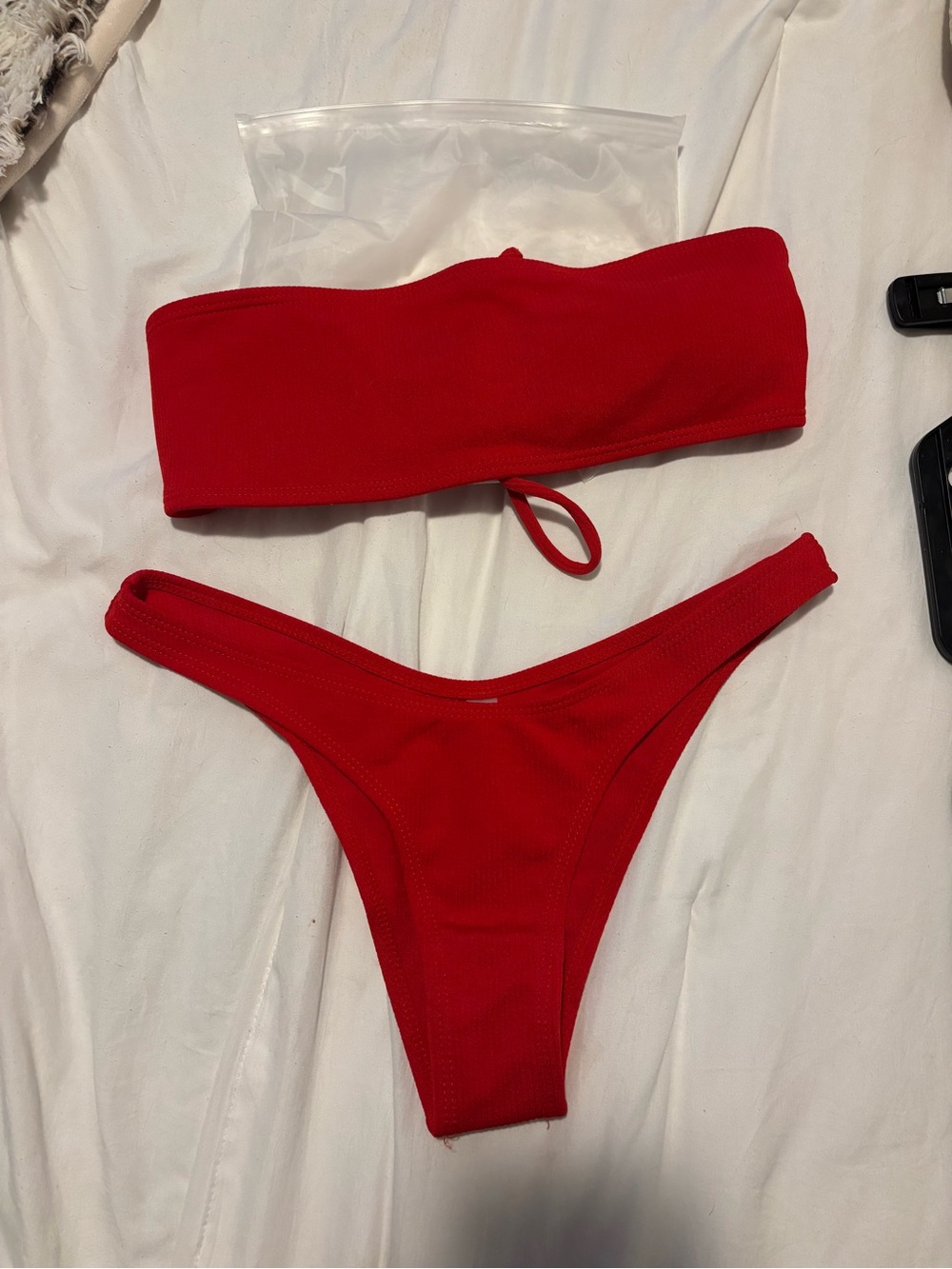 Zaful Red Strapless Bandeau Bikini Set
